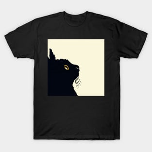 Little black cat looking up T-Shirt